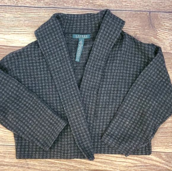 Lauren Ralph Lauren tweed cropped top open cardigan sz S - Picture 3 of 3